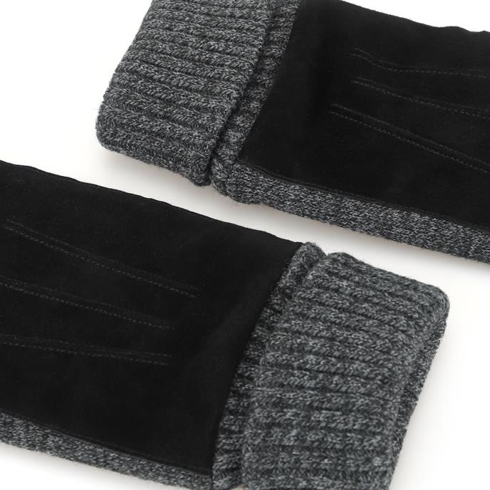Isotoner® Mens Suede Glove With Knit Cuff Black Extra Image 4